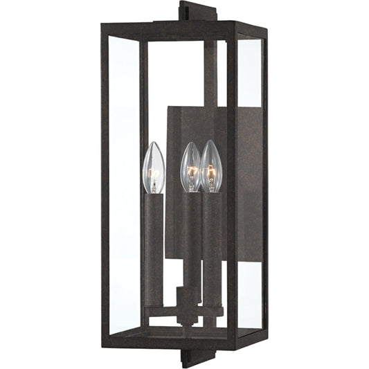 Nico Exterior Wall Sconce by Troy in french iron. Made from aluminum, stainless steel in a transitional style.