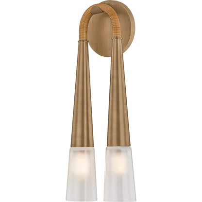 Hawke Wall Sconce by Troy in patina brass. Made from steel in a unique style.