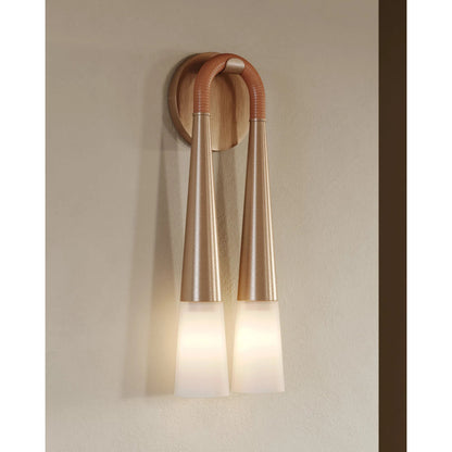 Hawke Wall Sconce by Troy in patina brass. Made from steel in a unique style.
