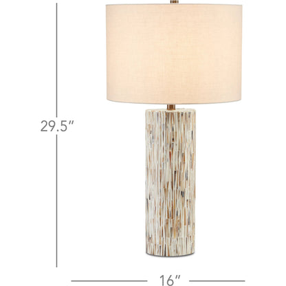 Aquila Table Lamp by Currey and Company in natural bone, antique brass. Made from bone, wood, composite in a transitional style.