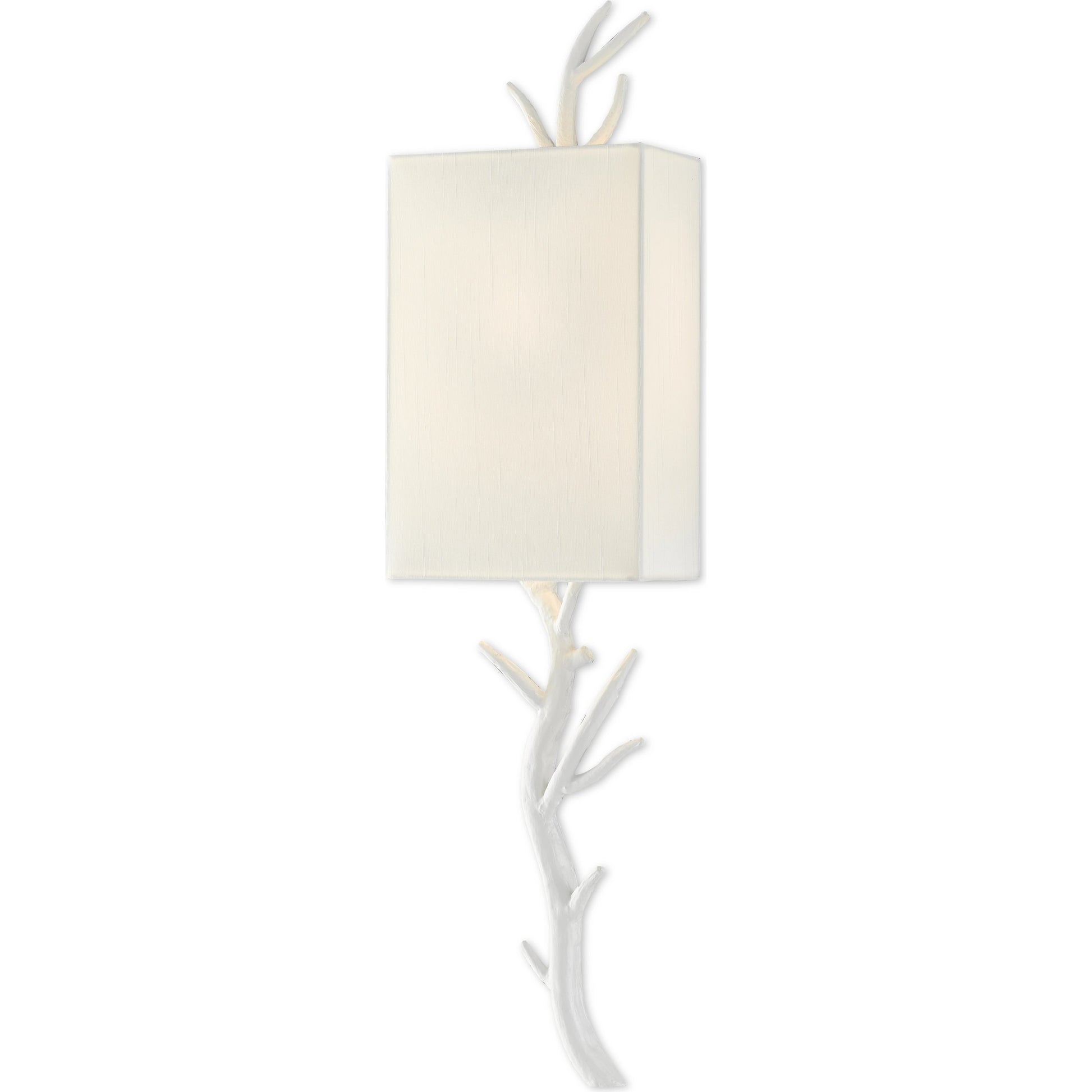 Baneberry Wall Sconce by Currey and Company in gesso white. Made from wrought iron in a transitional style.