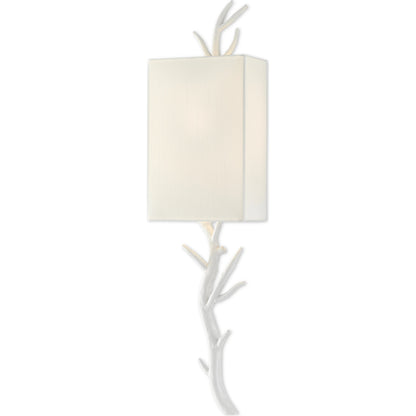 Baneberry Wall Sconce by Currey and Company in gesso white. Made from wrought iron in a transitional style.