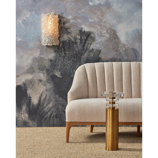 Iconoclast Wall Sconce by Currey and Company in contemporary silver leaf, contemporary silver, natural. Made from wrought iron, rock crystal in a modern style.