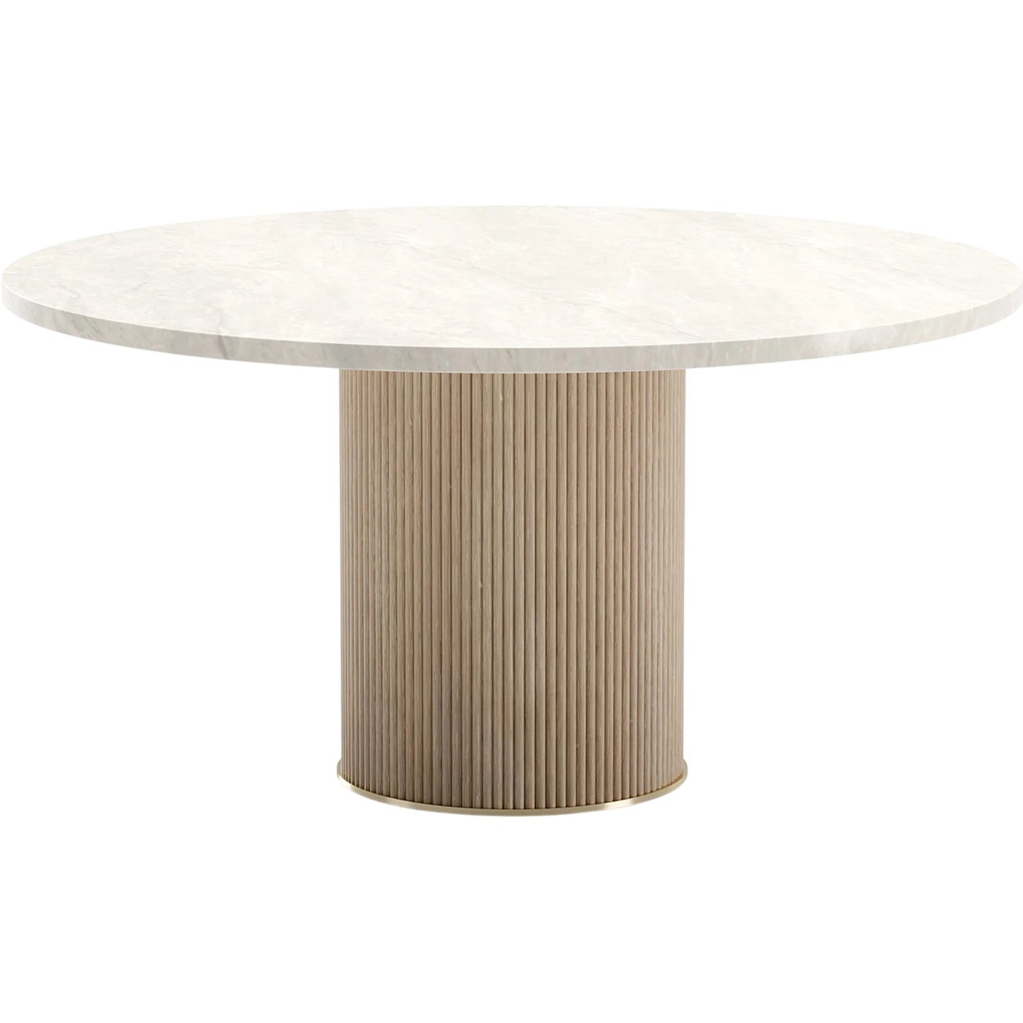 001 SI-2462308 | Primary Silo | Rhythm 58" Round Stone Top Dining Table by Caracole in oak, bronze and sun drenched oak. Made from oak in a transitional style.