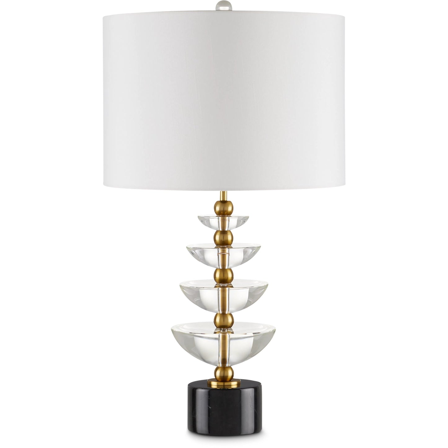 002 SI-2134121 | Additional Silo | Waterfall Table Lamp by Currey and Company in clear, natural, brass. Made from optic crystal, marble, metal in a modern style.