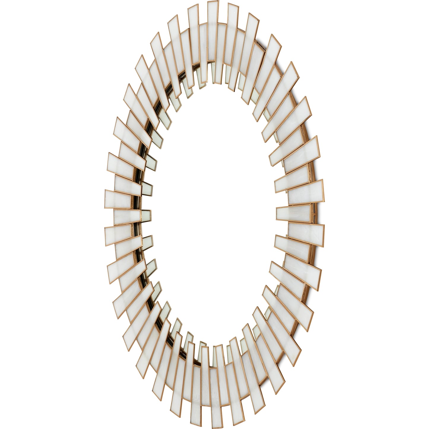 002 SI-2133945 | Additional Silo | Glasdele Mirror by Currey and Company in antique brass, white, mirror. Made from iron, glass in a modern style.