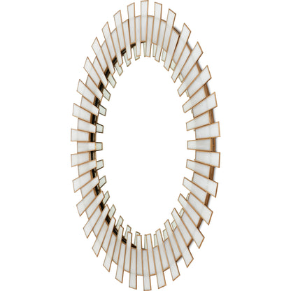 Glasdele Mirror by Currey and Company in antique brass, white, mirror. Made from iron, glass in a modern style.