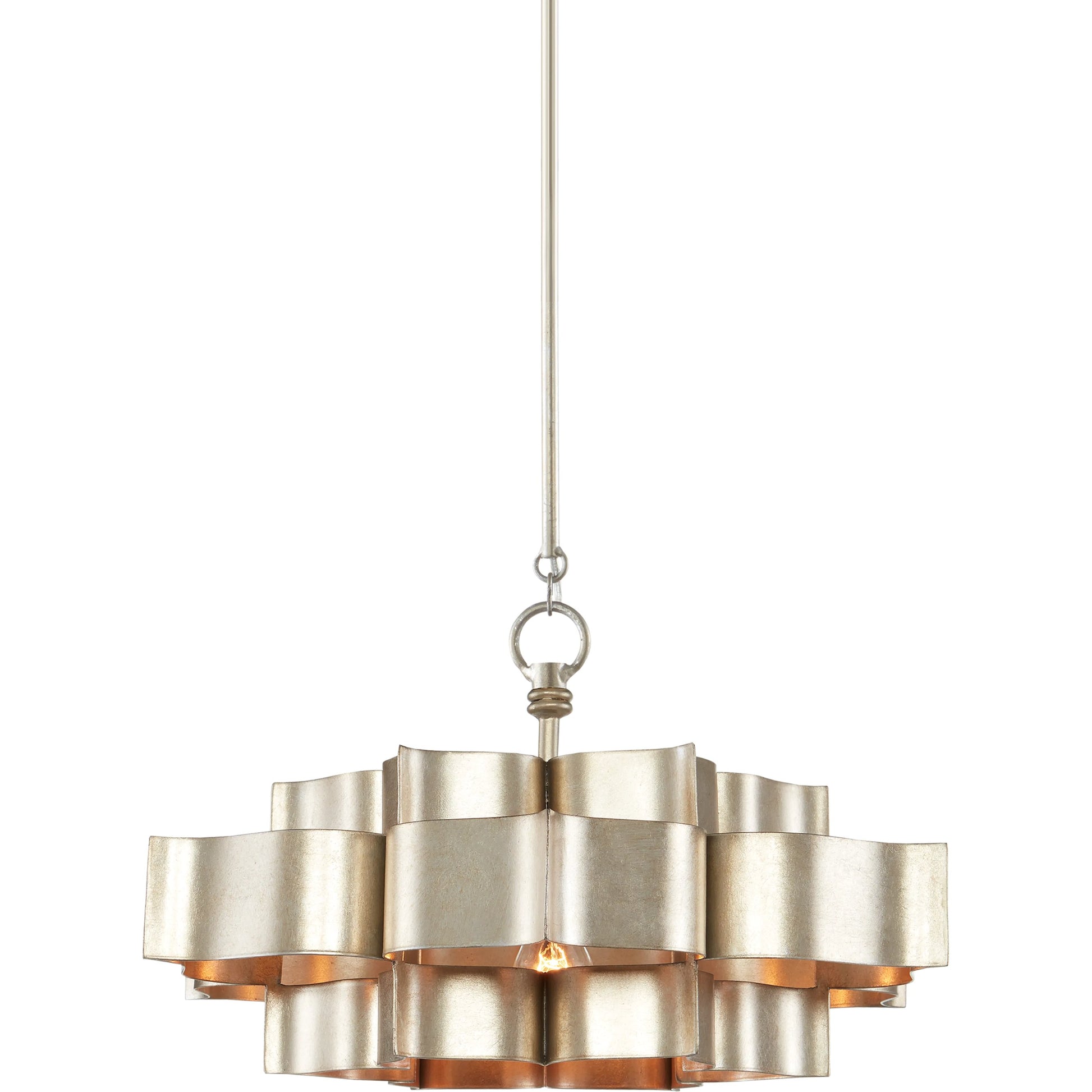 Grand Lotus Pendant/Semi-Flush Mount by Currey and Company. Made from wrought iron in a modern style.