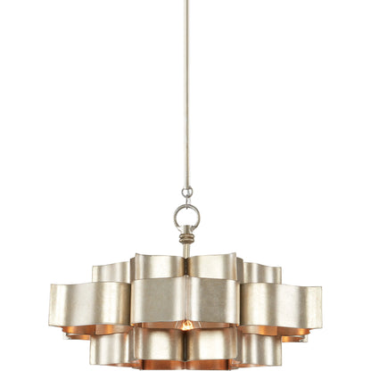 Grand Lotus Pendant/Semi-Flush Mount by Currey and Company. Made from wrought iron in a modern style.