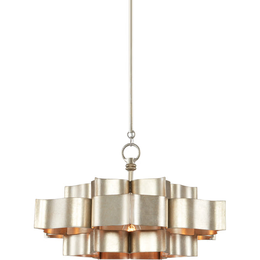 Grand Lotus Pendant/Semi-Flush Mount by Currey and Company. Made from wrought iron in a modern style.