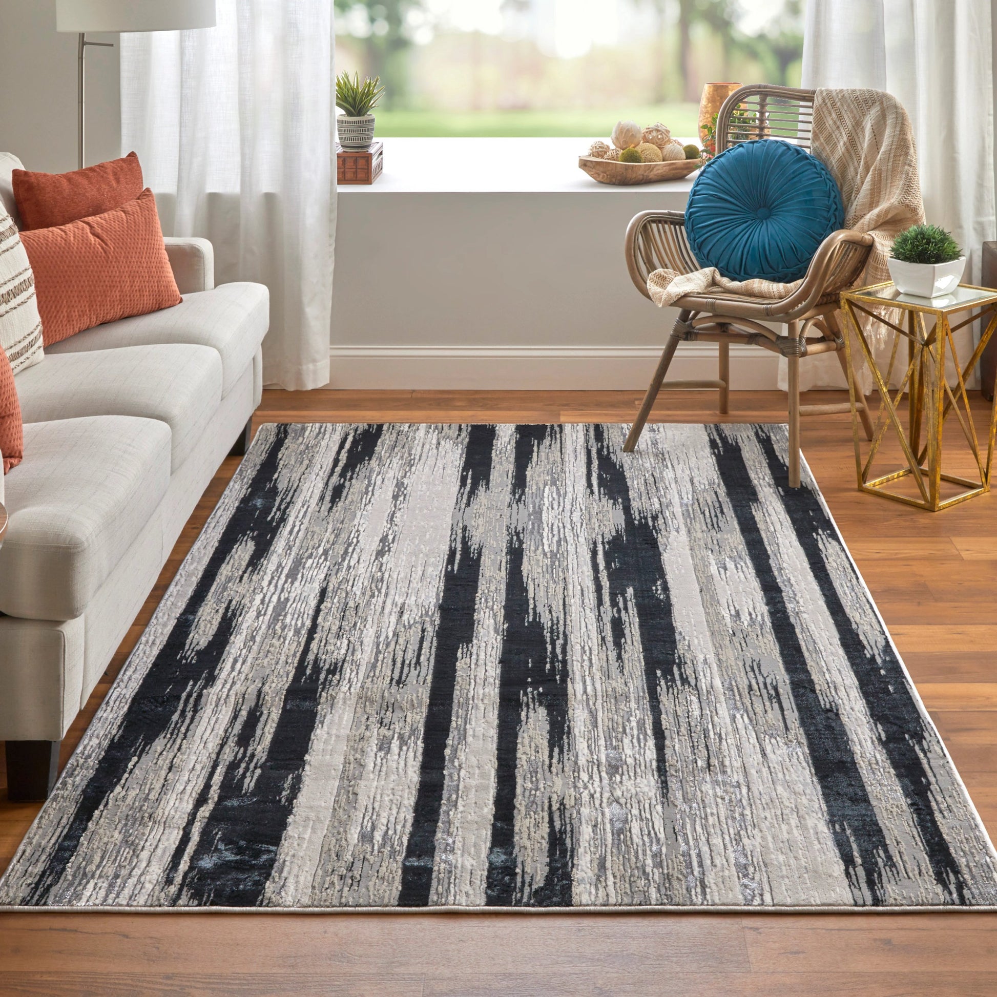 Micah Rug - 3338F by Feizy in black, silver, gray. Made from polyester, polypropylene in a unique style.
