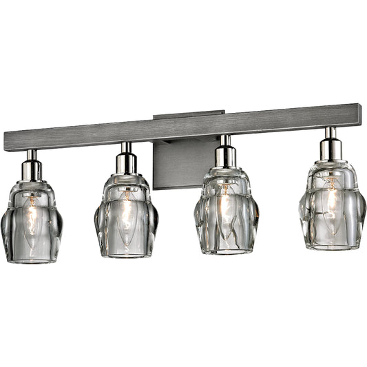 Citizen Bath and Vanity Light by Troy in graphite and polished nickel. Made from hand worked iron in a unique style.