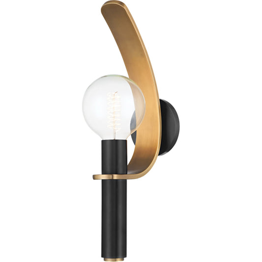 Bishop Wall Sconce by Troy in patina brass, soft black. Made from patina brass, soft black in a modern style.