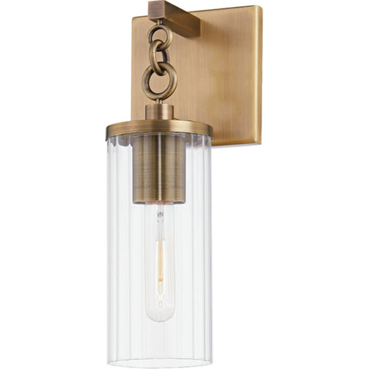 Yucca Exterior Wall Sconce by Troy in patina brass. Made from aluminum, stainless steel in a transitional style.