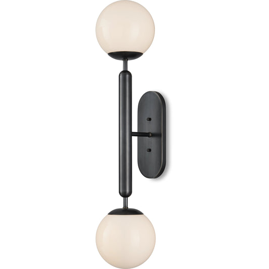 Barbican Double-Light Wall Sconce by Currey and Company. Made from metal, glass in a modern style.