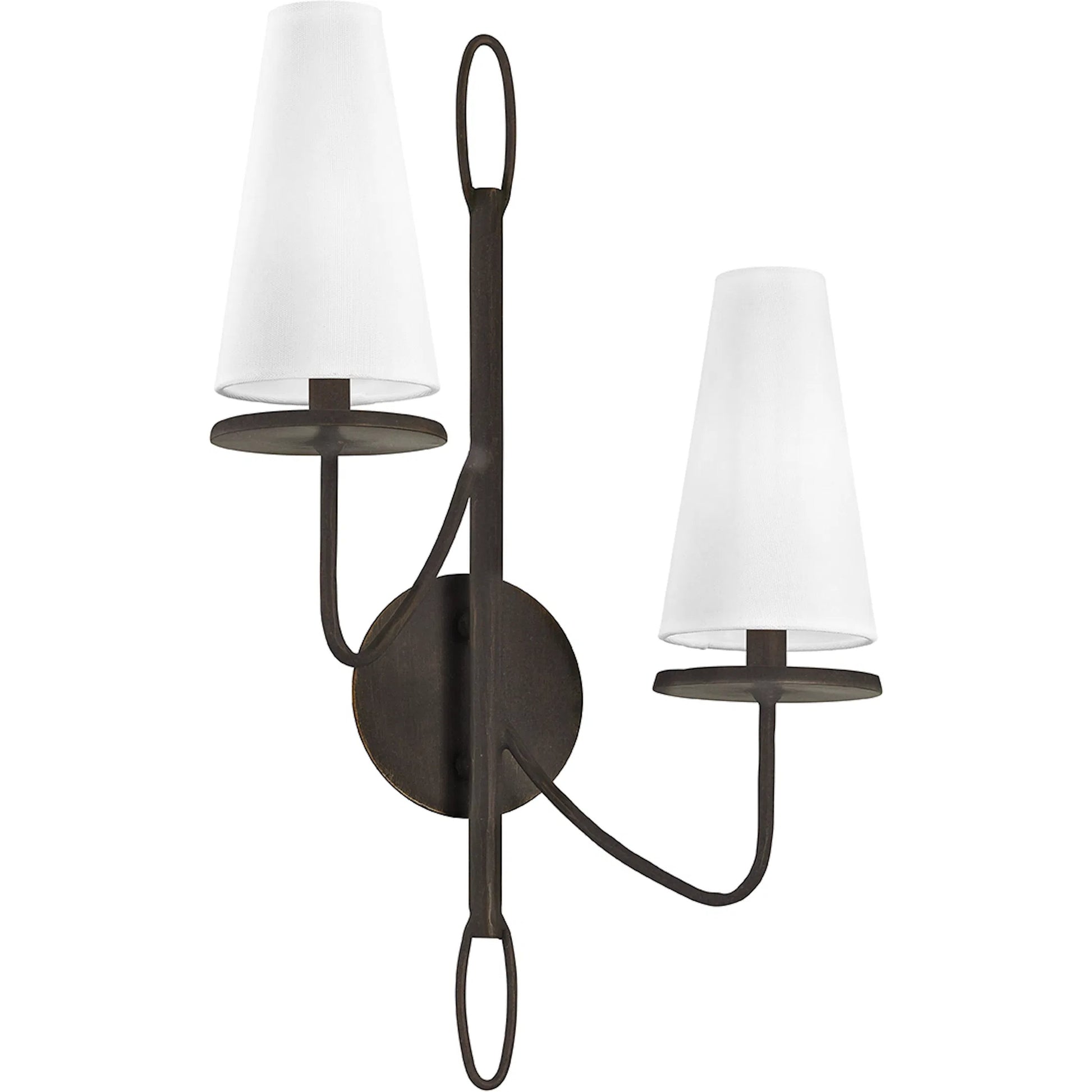 Marcel Double Wall Sconce by Troy. Made from hand worked iron in a modern style.