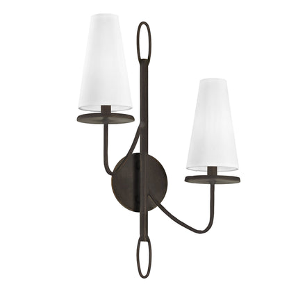 Marcel Double Wall Sconce by Troy. Made from hand worked iron in a modern style.