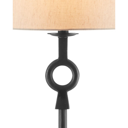 Germaine Table Lamp by Currey and Company in antique brass. Made from aluminum in a transitional style.