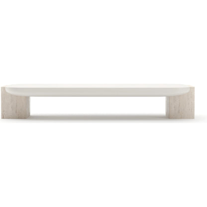 Overlap Rectangle Cocktail Table by Caracole. Made from stone in a transitional style.