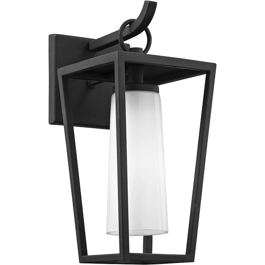 Mission Beach Wall Light by Troy in textured black. Made from hand worked iron in a modern style.