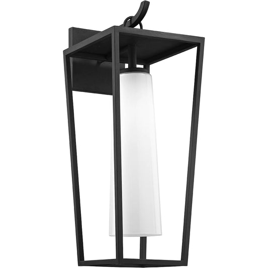 Mission Beach Wall Light by Troy in textured black. Made from hand worked iron in a modern style.