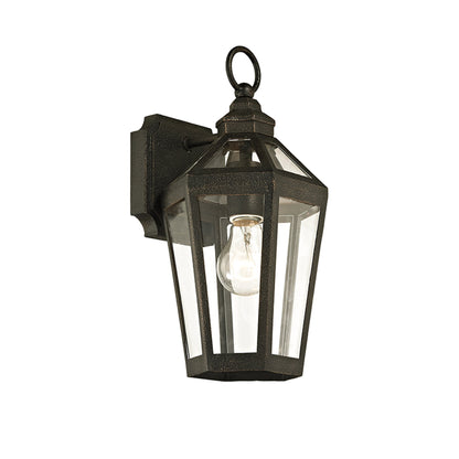 Calabasas Wall Lantern by Troy in vintage bronze. Made from hand worked iron in a traditional style.