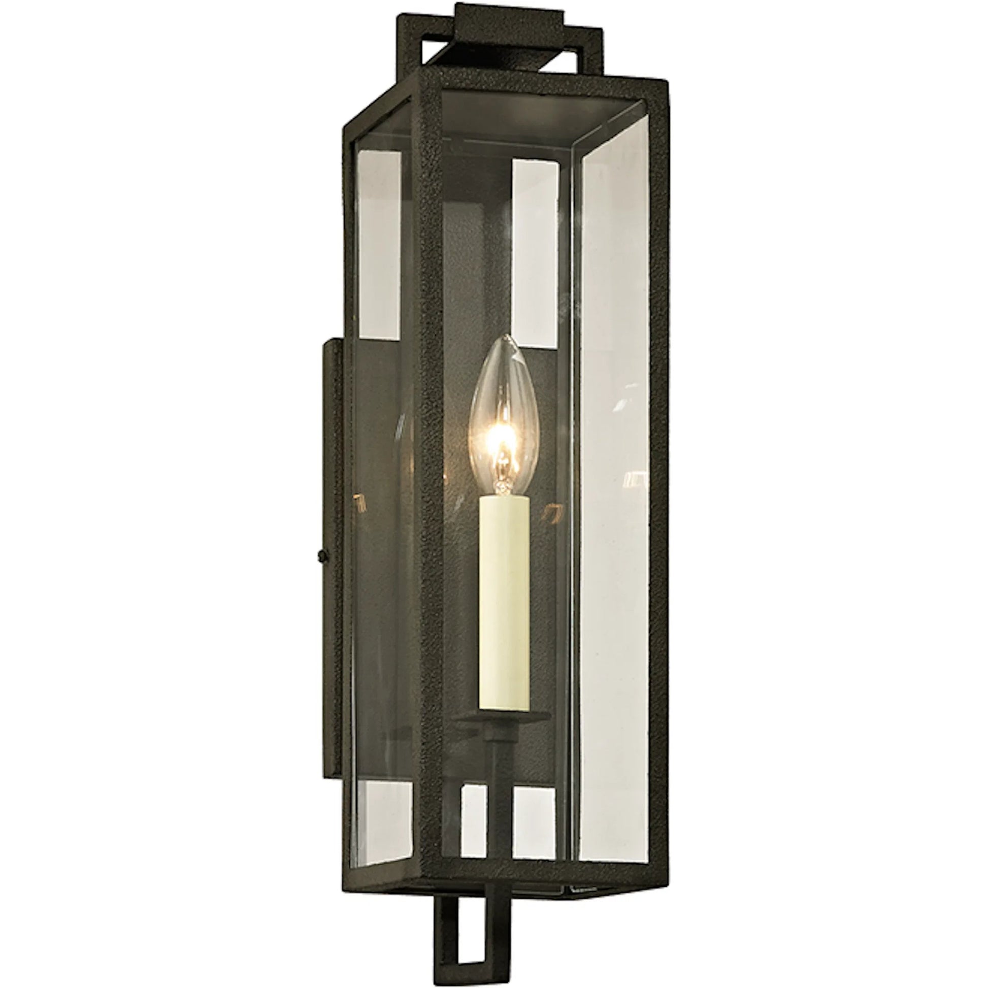 Beckham Wall Sconce by Troy in forged iron. Made from hand worked iron in a modern style.