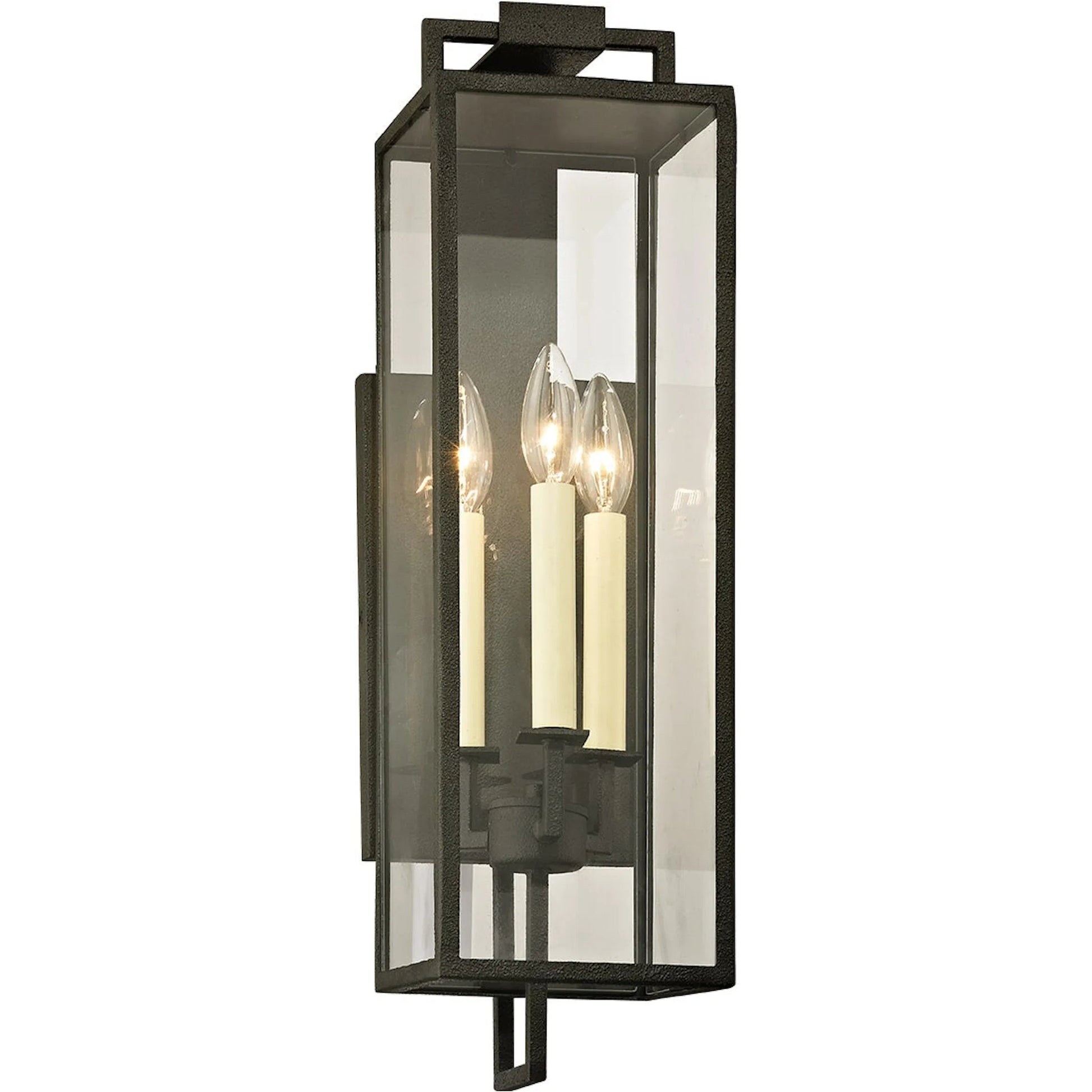 Beckham Wall Sconce by Troy in forged iron. Made from hand worked iron in a modern style.