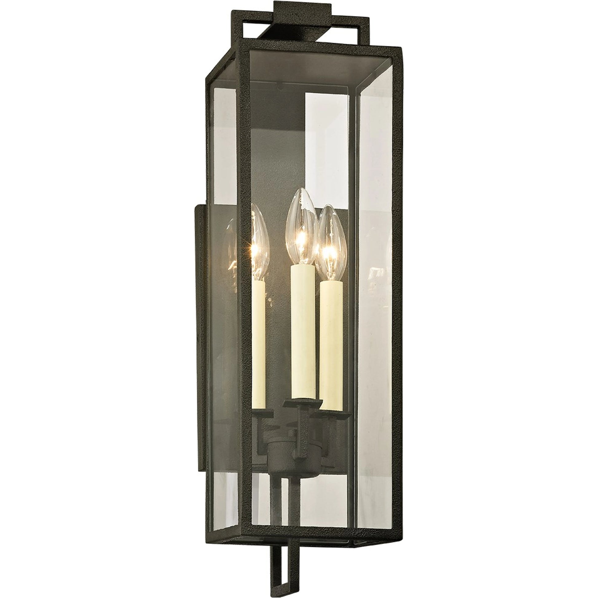 Beckham Wall Sconce by Troy in forged iron. Made from hand worked iron in a modern style.