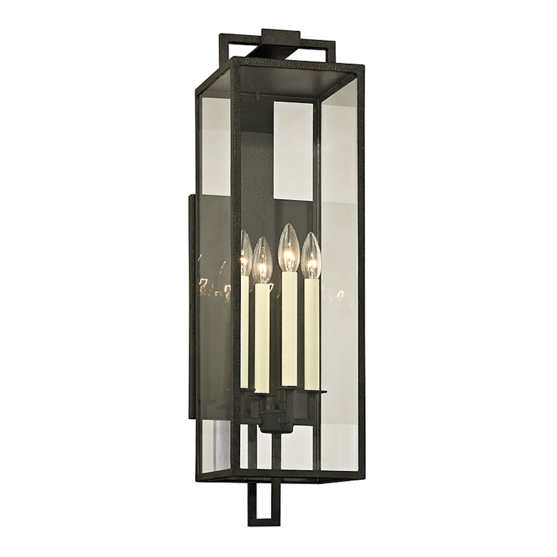 Beckham Wall Sconce by Troy in forged iron. Made from hand worked iron in a modern style.