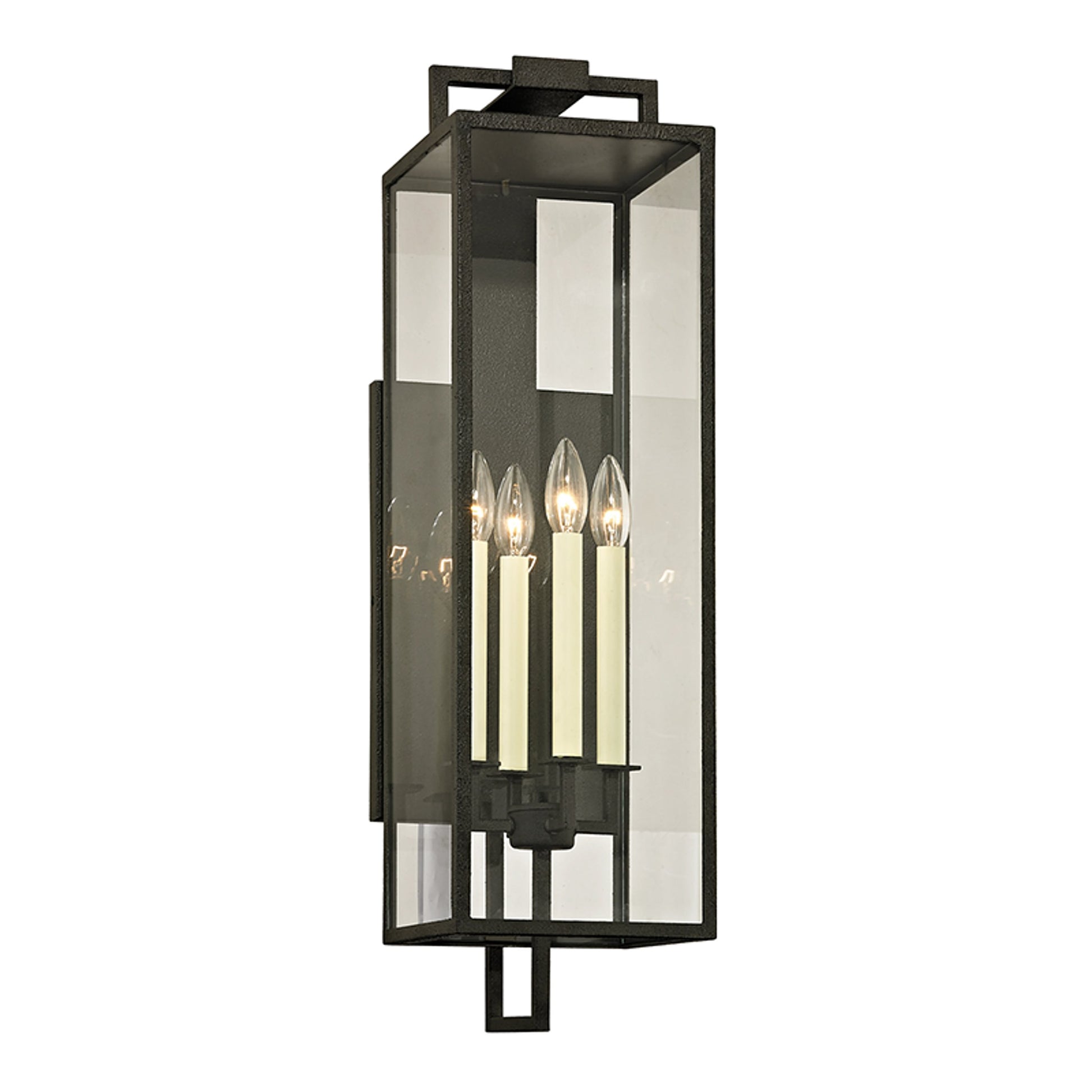 Beckham Wall Sconce by Troy in forged iron. Made from hand worked iron in a modern style.