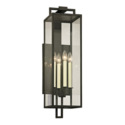 Beckham Wall Sconce by Troy in forged iron. Made from hand worked iron in a modern style.