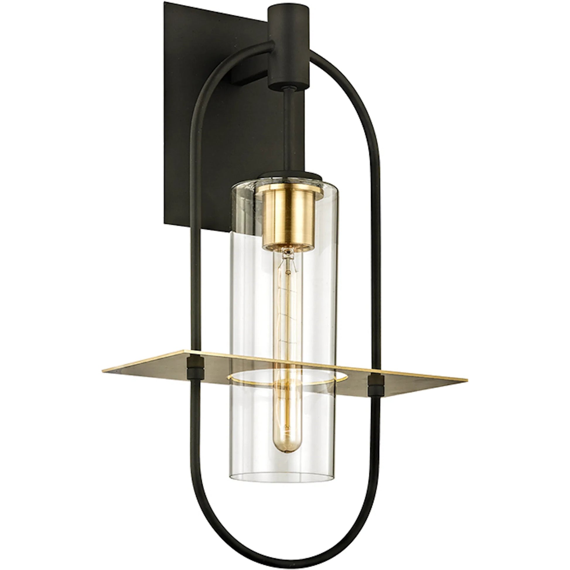 Smyth Wall Sconce by Troy in textured bronze. Made from hand worked iron, brass in a modern style.