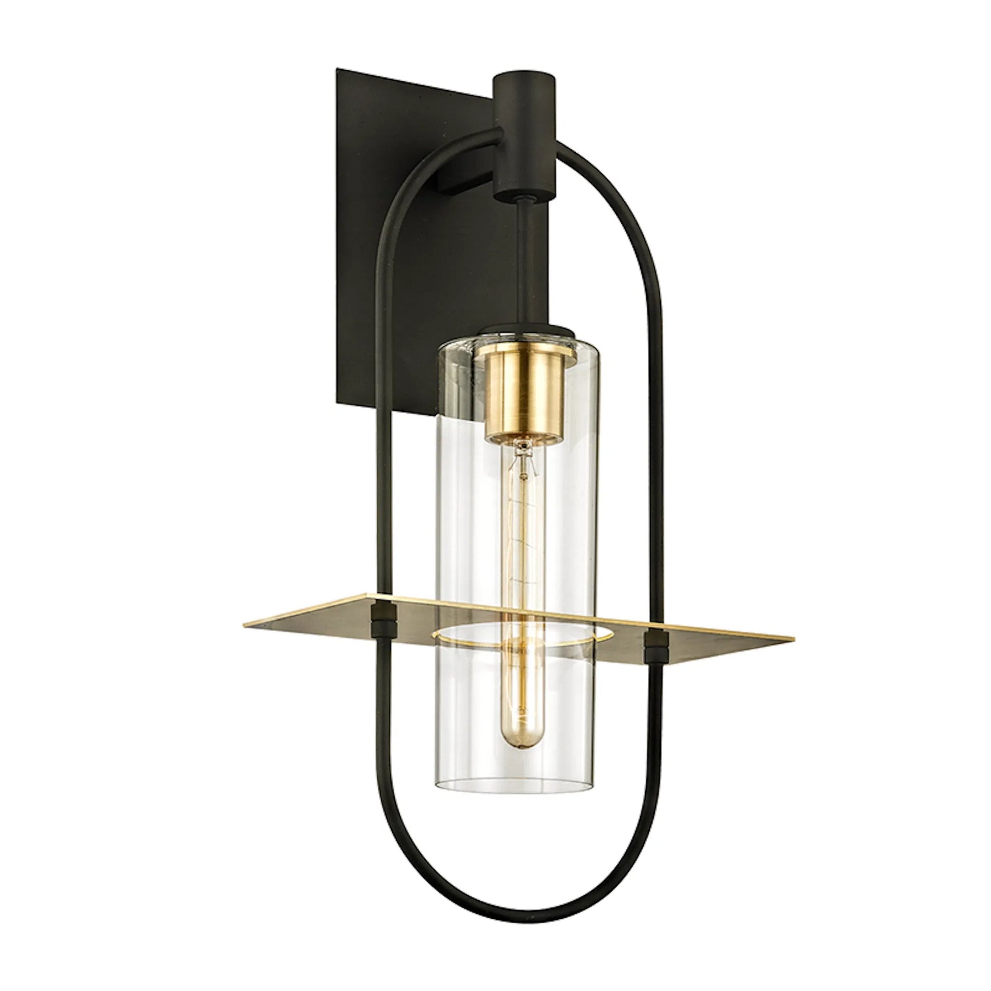 Smyth Wall Sconce by Troy in textured bronze. Made from hand worked iron, brass in a modern style.