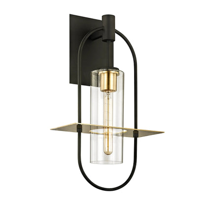 Smyth Wall Sconce by Troy in textured bronze. Made from hand worked iron, brass in a modern style.