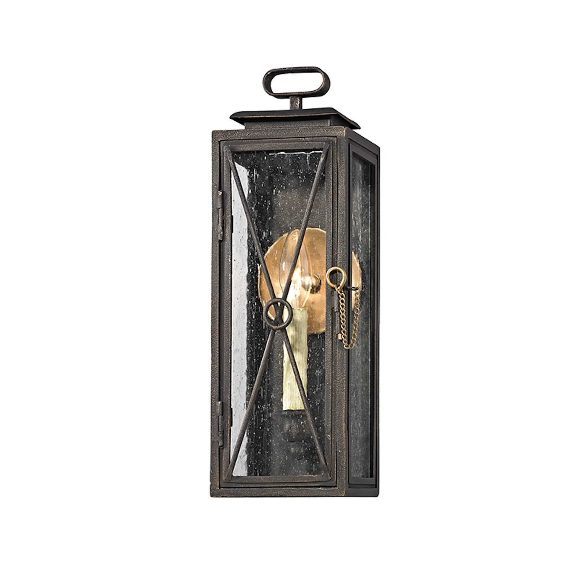 Randolph Wall Sconce by Troy in vintage bronze. Made from hand worked iron, brass in a transitional style.