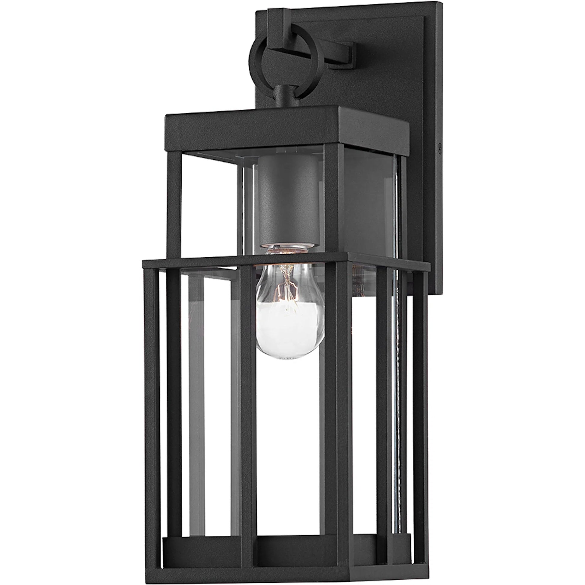 Longport 1 Light Exterior Wall Sconce by Troy in textured black. Made from aluminum, stainless steel in a transitional style.