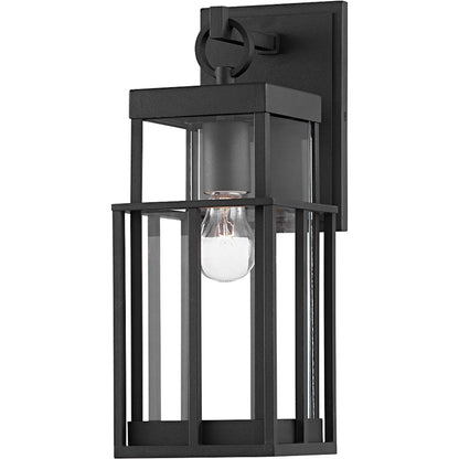 Longport 1 Light Exterior Wall Sconce by Troy in textured black. Made from aluminum, stainless steel in a transitional style.