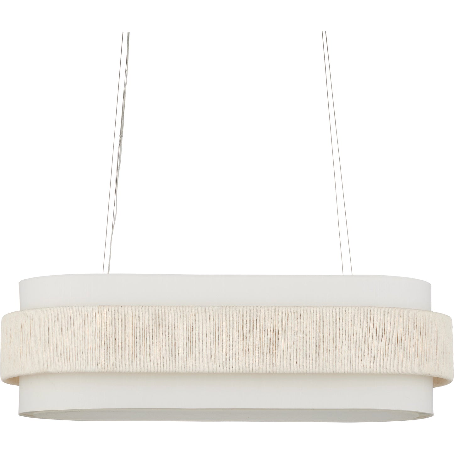 002 SI-2134014 | Additional Silo | Monreale Oval Chandelier by Currey and Company in white, sugar white. Made from kraft paper twine, wrought iron in a coastal style.