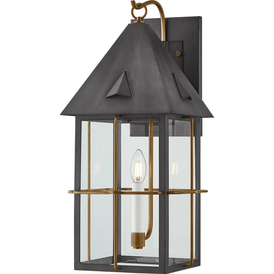 Toby Wall Sconce by Troy in patina brass and graphite. Made from aluminum in a unique style.