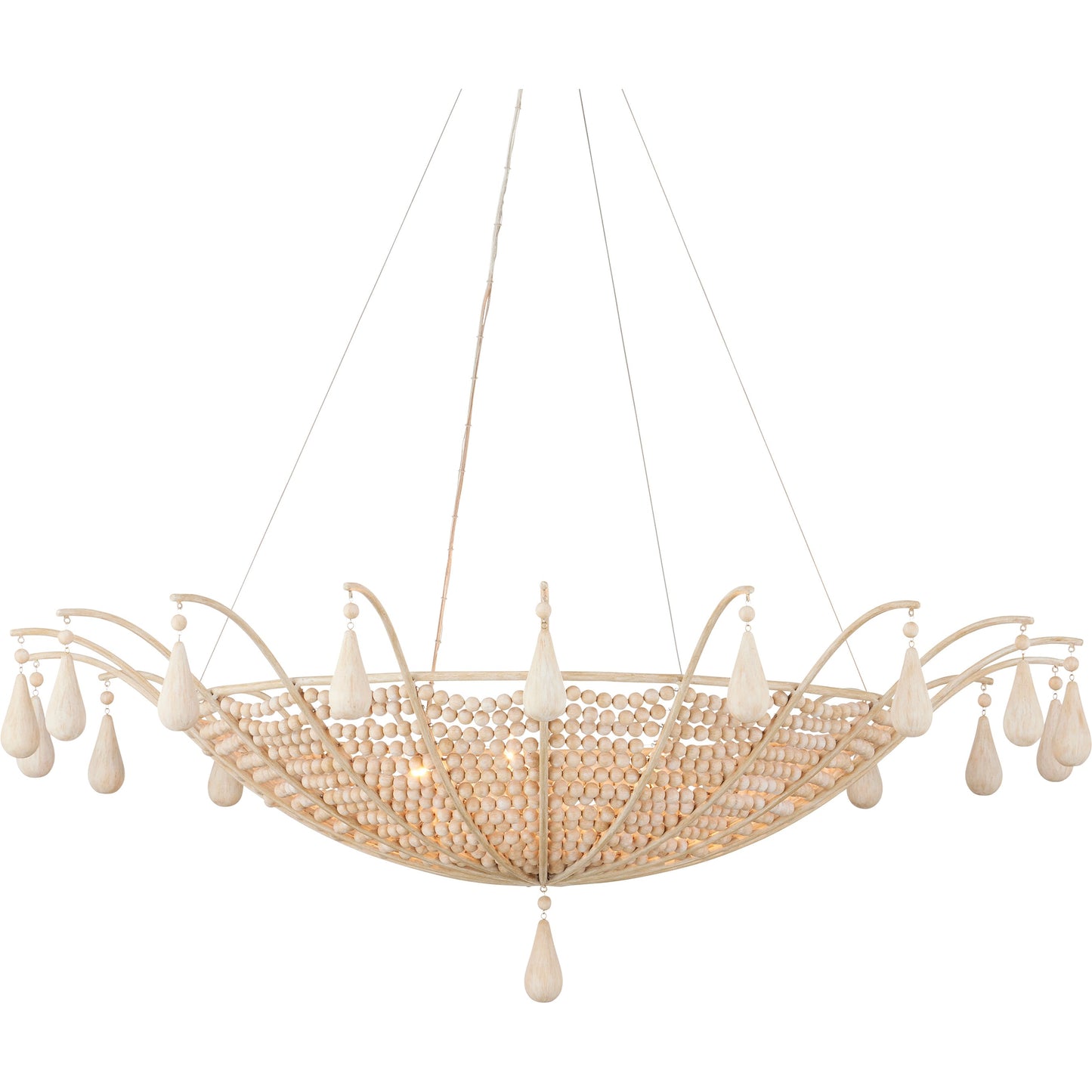 002 SI-2133979 | Additional Silo | Korg Chandelier by Currey and Company in sandstone. Made from wood beads, wrought iron in a cottage & farmhouse style.