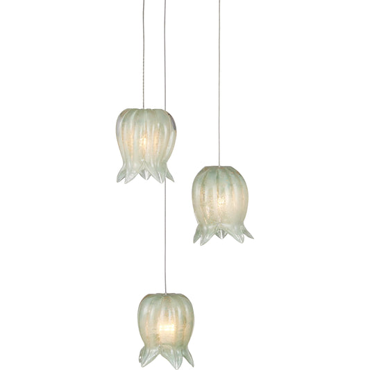 Polpo 3-Light Multi-Drop Pendant by Currey and Company. Made from art glass, metal in a modern style.