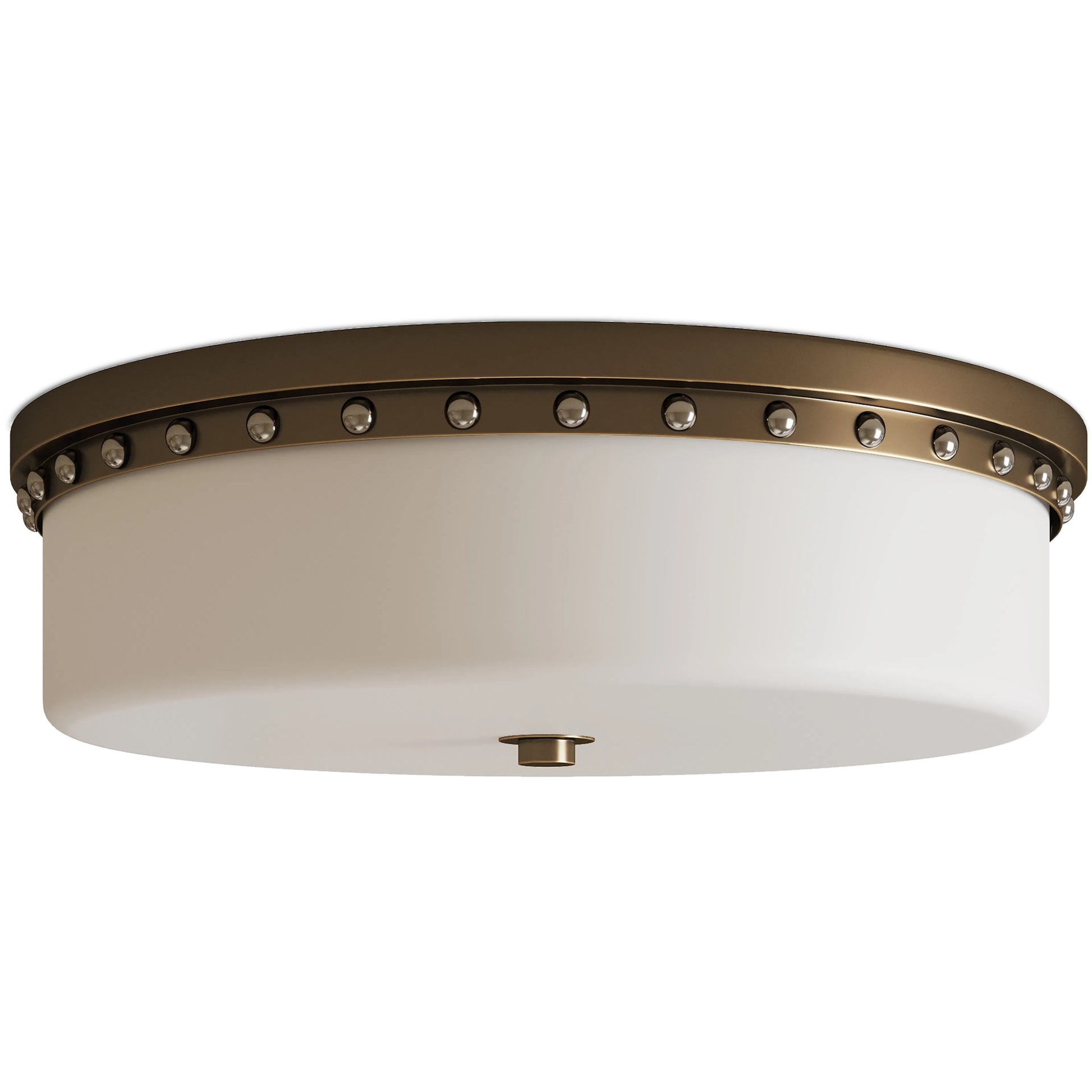 Barnabe Flush Mount by Currey and Company in white, antique brass, polished nickel. Made from glass, metal in a traditional style.
