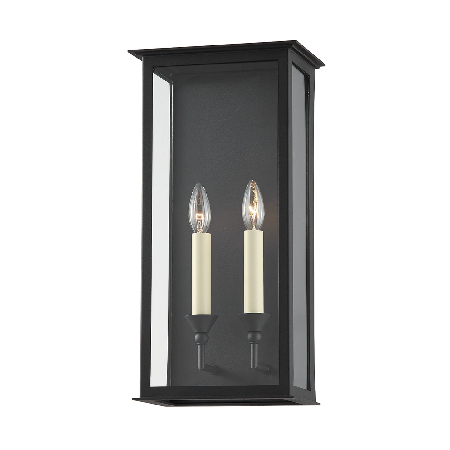 002 SI-2030139 | Additional Silo | Chauncey 2 Light Exterior Wall Sconce by Troy in textured black. Made from steel in a modern style.