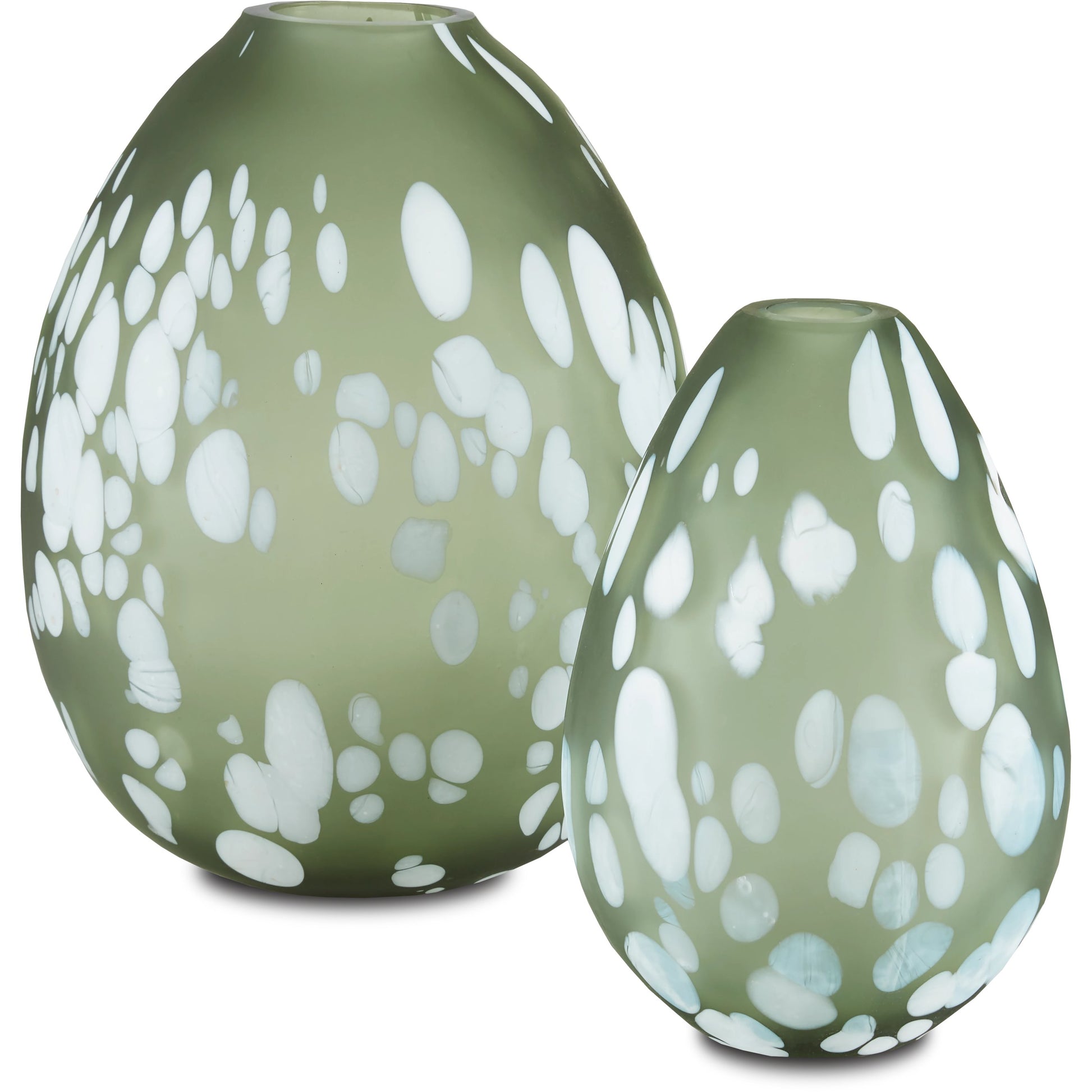 Hana Vase Set by Currey and Company in green, white. Made from glass in a transitional style.