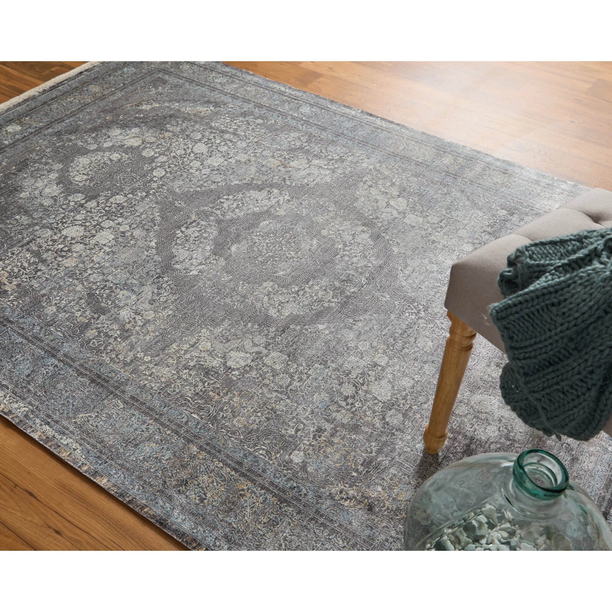 Sarrant Transitional Rug - 3967F by Feizy in gray, silver, ivory. Made from viscose, polyester in a unique style.