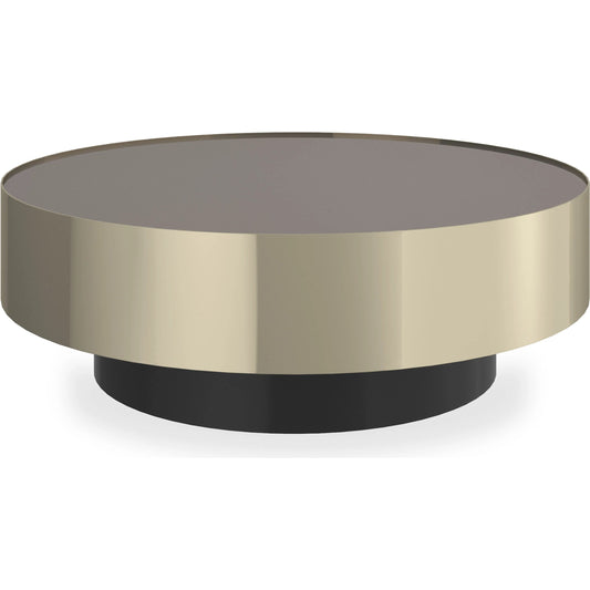 Radius Cocktail Table by Caracole in chocolate truffle, whisper of gold. Made from unique in a unique style.