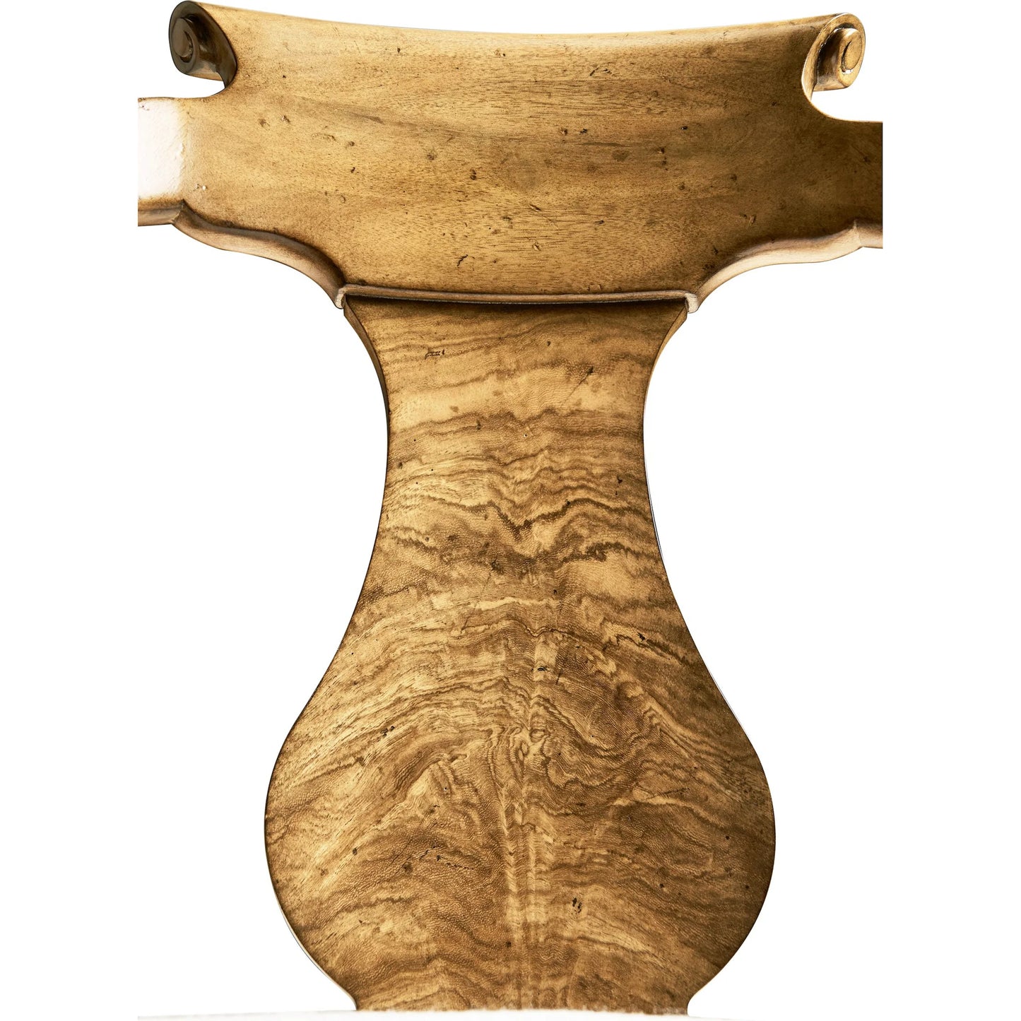 008 SI-2334505 | Closeup | Vermeer Dining Chair by Jonathan Charles in brown and natural cerejeira. Made from alder solids, crotch cerejeira veneers, foam, fabric in a traditional style.