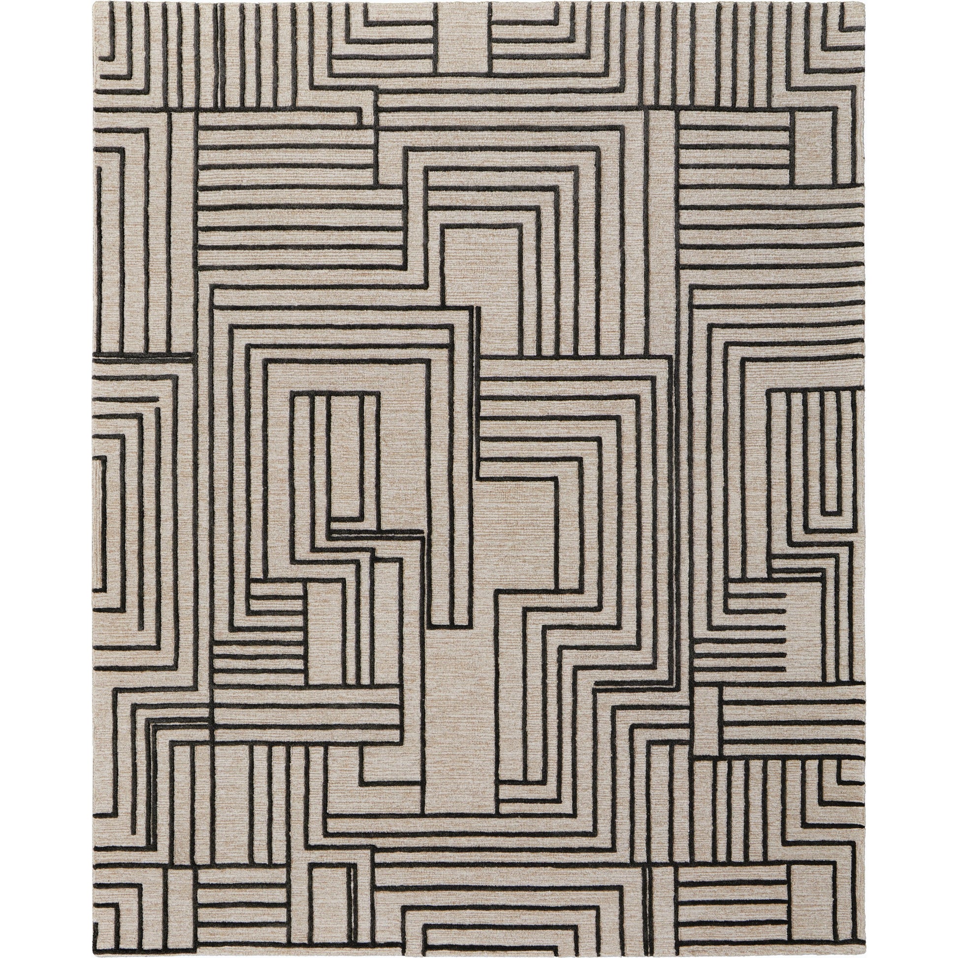 Gansett Geometric Rug - T25T8011 by Thom Felicia by Feizy Rugs in tan, brown. Made from wool in a unique style.
