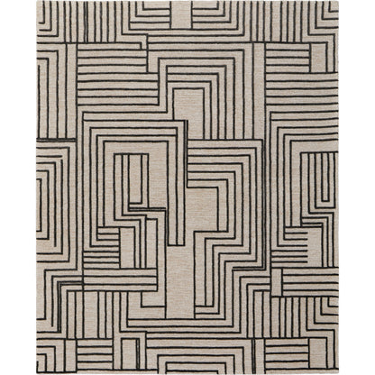 Gansett Geometric Rug - T25T8011 by Thom Felicia by Feizy Rugs in tan, brown. Made from wool in a unique style.